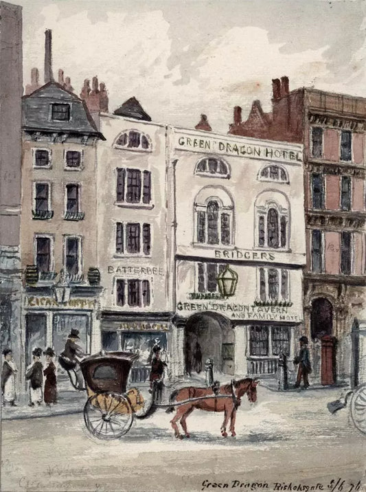 Green Dragon Bishopsgate London 1876 - Watercolour Painting - Algerina Peckover (1841-1927)