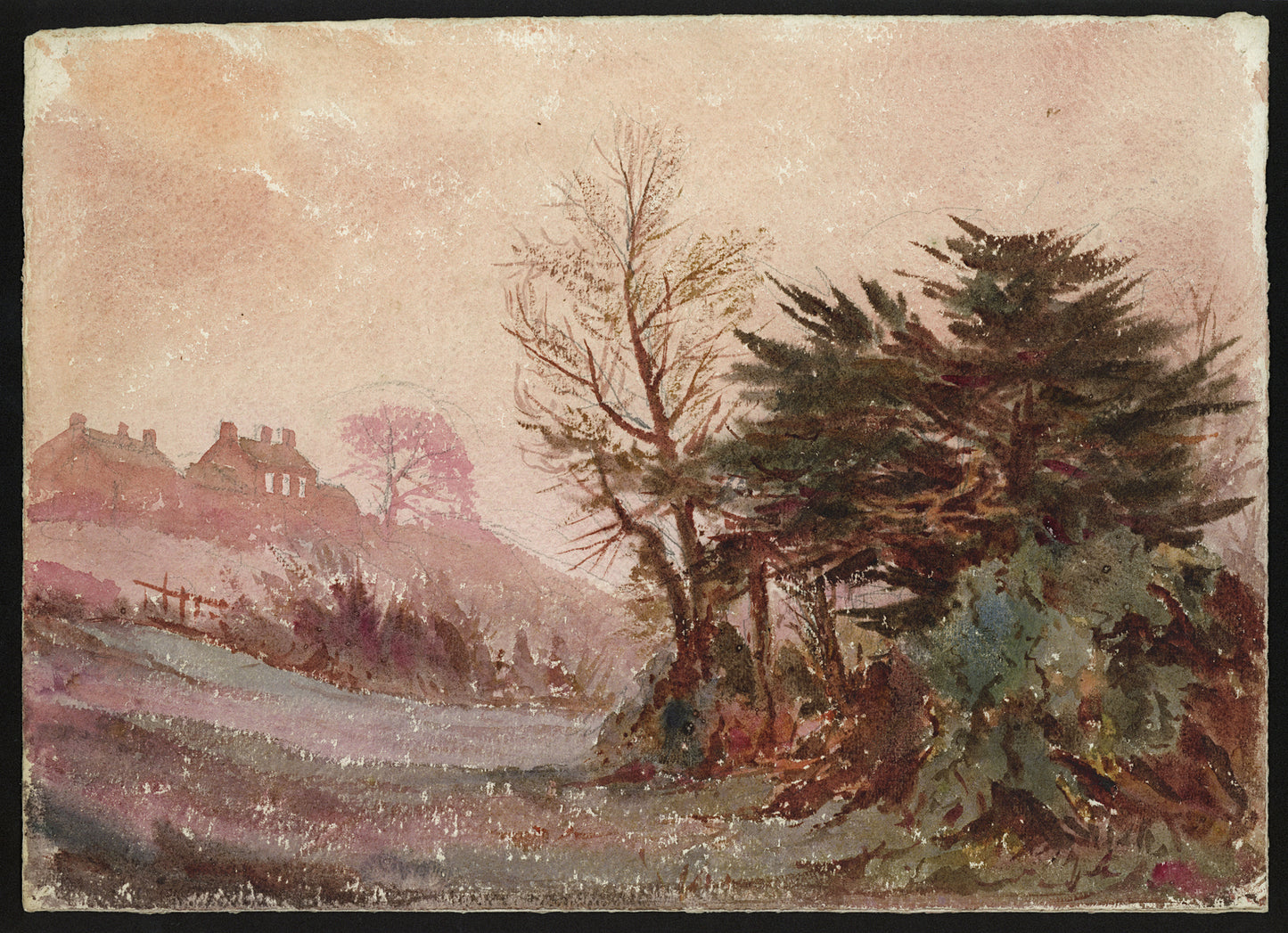 John Louis Petit (1801-1868) Watercolour Painting - Upper Longdon Staffordshire 1867
