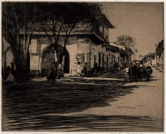 Mortimer Luddington Menpes - Signed Etching - Mexico, Street Scene With Shade - 2