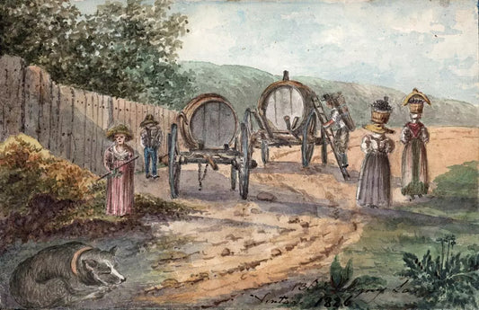 Elizabeth Campbell (1783-1861) Watercolour Painting - Wine Makers At Satigny, Switzerland 1826