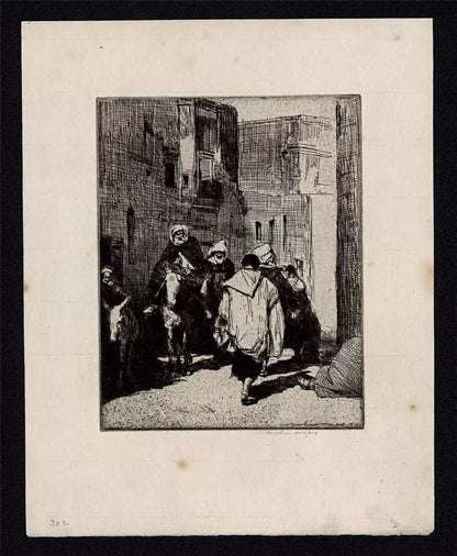 Mortimer Luddington Menpes - Signed Etching - Figures & Donkeys In Street Scene 1914