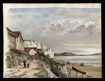 Sir James Lillyman Caldwell (1770-1863) - Watercolour Painting - Sandown Bay Shanklin Isle of Wight