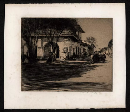 Mortimer Luddington Menpes - Signed Etching - Mexico, Street Scene With Shade - 2