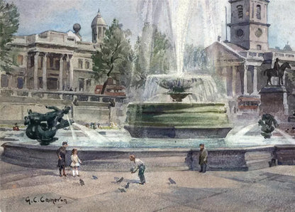 George C. Cameron - Watercolour Painting - Trafalgar Square London - 20th Century
