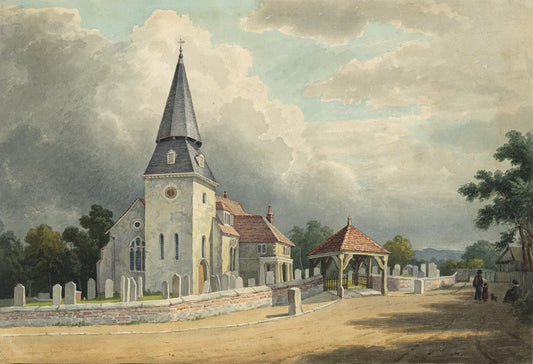 William Hubbard (1804-1870) Watercolour Painting - St Mary's Church Bexley Kent