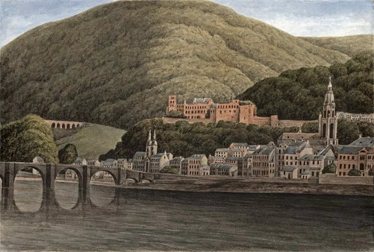 Heidelberg River Neckar - Germany Watercolour Painting 19th Century - Grand Tour