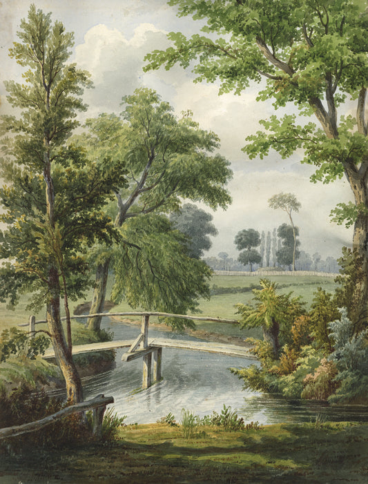 William Hubbard (1804-1870) - Watercolour Painting - Bartlets Bridge Near Hall Place Bexley