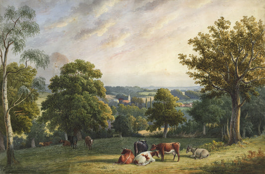 William Hubbard (1804-1870) Watercolour Painting - View From The Top Of Hall Place Grove Bexley