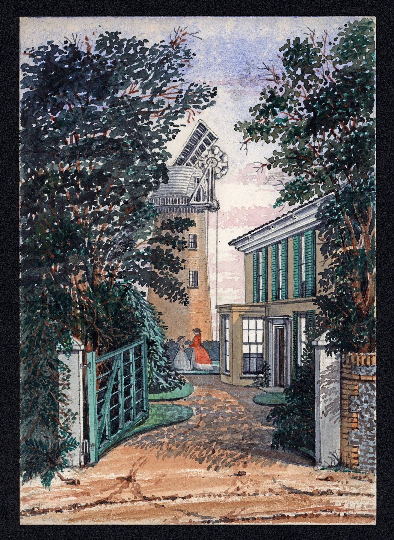 Runton Mill House Near Cromer 1865 Watercolour Painting - 19th Century