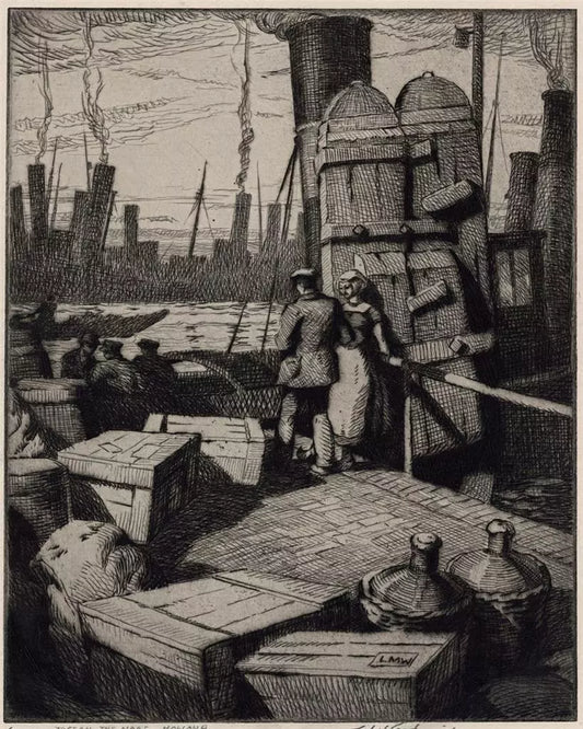 Leslie Moffat Ward (1888-1978) Signed Etching - Tugs on the Maas, Holland