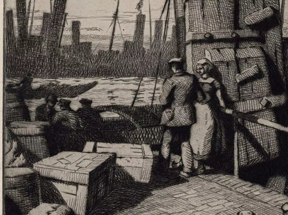 Leslie Moffat Ward (1888-1978) Signed Etching - Tugs on the Maas, Holland