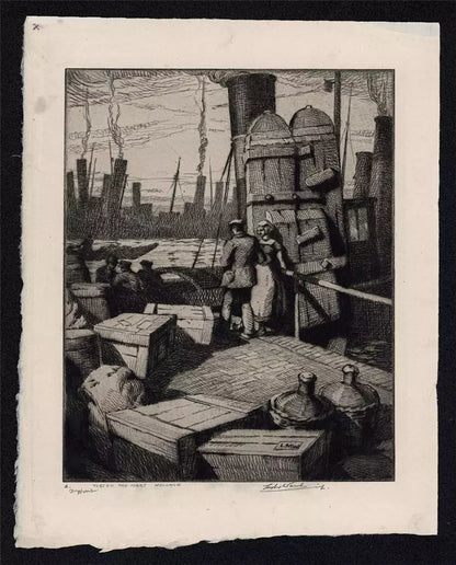 Leslie Moffat Ward (1888-1978) Signed Etching - Tugs on the Maas, Holland