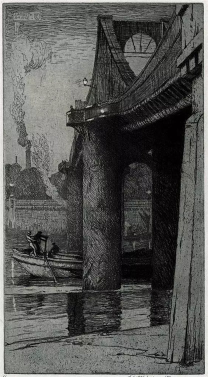 Leslie Moffat Ward (1888-1978) Signed Etching - Lambeth Bridge London - 1919
