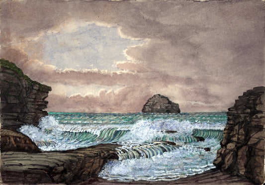 Trebarwith Cornwall 1879 - Antique Watercolour Painting - 19th Century