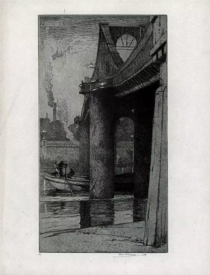 Leslie Moffat Ward (1888-1978) Signed Etching - Lambeth Bridge London - 1919