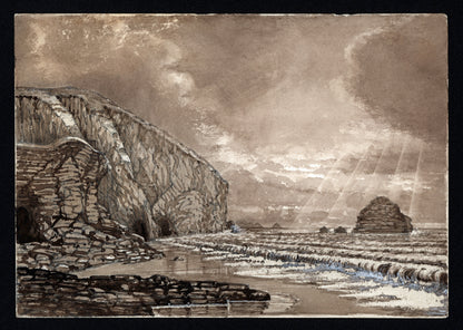 Trebarwith Cornwall 1879 - Watercolour Painting - 19th Century