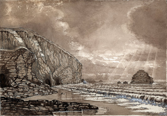 Trebarwith Cornwall 1879 - Watercolour Painting - 19th Century