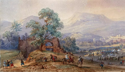 Gaspard Gobaut (1814-1882) - Watercolour Painting - Battle Of Tlemcen - 1849