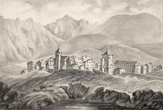 Elizabeth Campbell (1783-1861) Watercolour Painting - Village Of Simplon Switzerland 1819