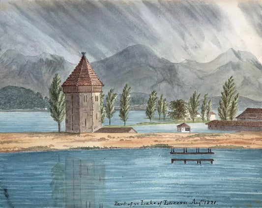 Elizabeth Campbell (1783-1861) Watercolour Painting - Part of Lake of Lucerne Switzerland 1821