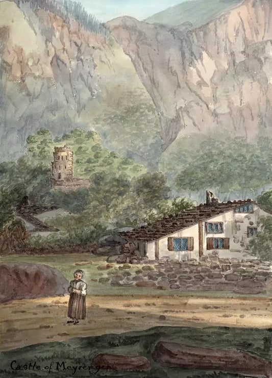 Elizabeth Campbell (1783-1861) Watercolour Painting - Castle of Meiringen, Switzerland