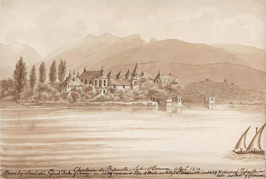 Elizabeth Campbell (1783-1861) Watercolour Painting - Chateau De Ripaille Lake Of Geneva Switzerland 1819