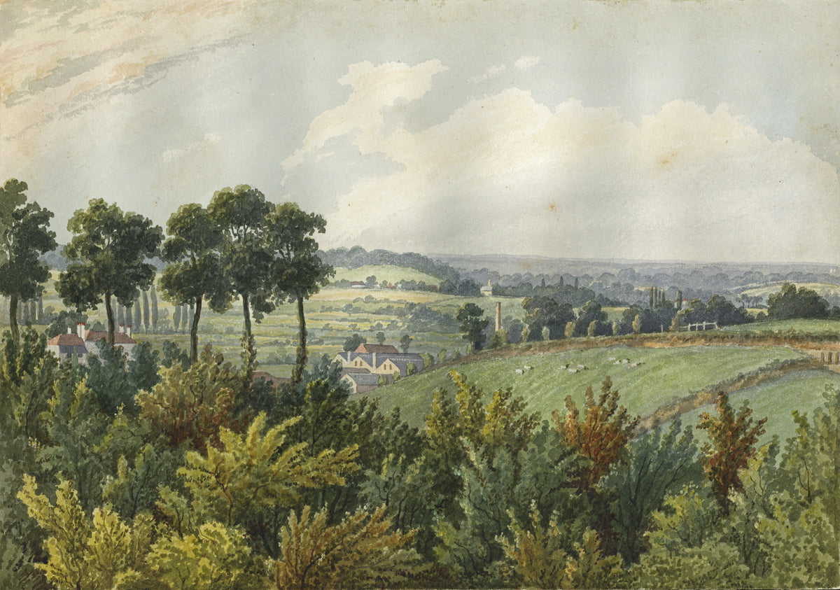 William Hubbard (1804-1870) Watercolour Painting South West View From Crayford Hill Place