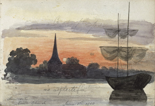 William Hubbard (1804-1870) Watercolour Painting - Erith Church 1850