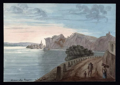 Elizabeth Campbell (1783-1861) Watercolour Painting - Arona Lago Maggiore Italy 1824