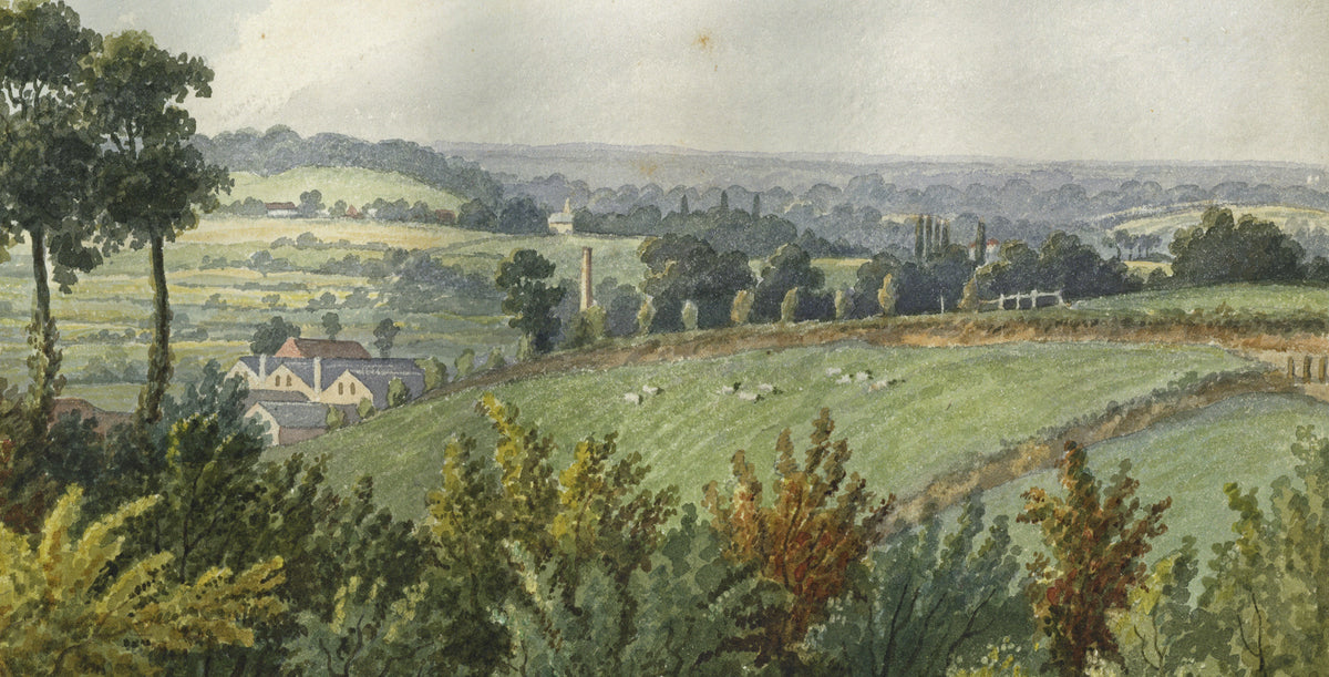 William Hubbard (1804-1870) Watercolour Painting South West View From Crayford Hill Place