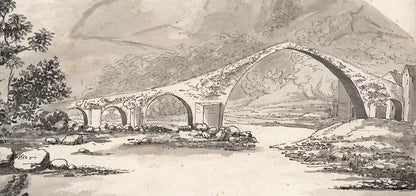 Elizabeth Campbell (1783-1861) Watercolour Painting - Ponte Della Maddalena Serchio Borgo A Mozzano - Italy