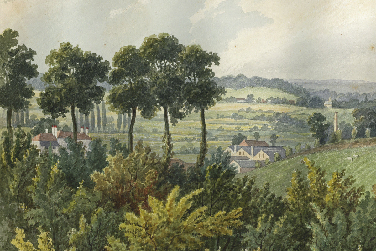 William Hubbard (1804-1870) Watercolour Painting South West View From Crayford Hill Place