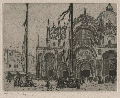 Nelson Ethelred Dawson (1859-1941) Pencil Signed Etching - Saint Mark's Basilica, Venice, Italy