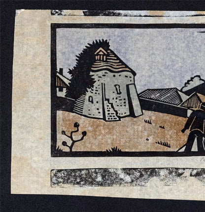 Paul Edmonds (1873-1939) Pencil Signed Linocut - Figure In Landscape