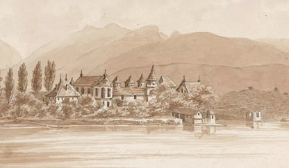 Elizabeth Campbell (1783-1861) Watercolour Painting - Chateau De Ripaille Lake Of Geneva Switzerland 1819