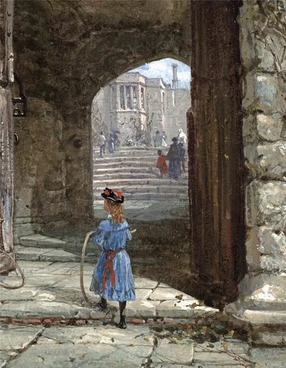 Louise Rayner (1832-1924) - Watercolour Painting - Haddon Hall, North Entrance