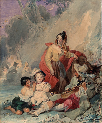 Francis Philip Stephanoff (1788-1860) Antique Watercolour Painting - 19th Century