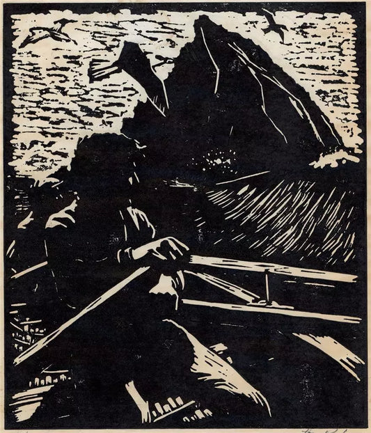 Tom Roche - Wood Engraving Signed In Pencil - Going Fishing - 20th Century