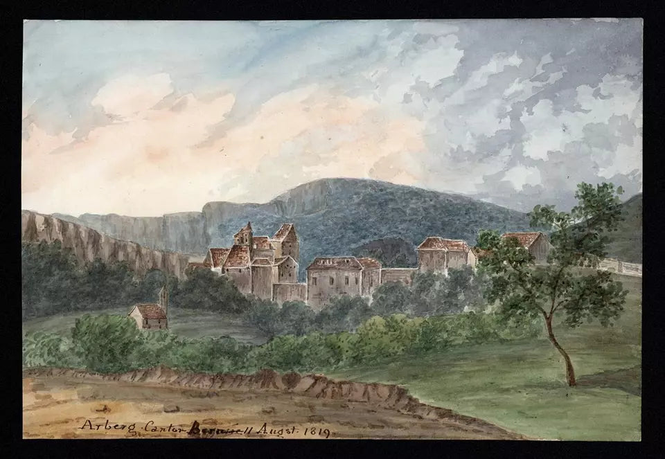 Elizabeth Campbell (1783-1861) Watercolour Painting - Aarberg Canton, Bern Switzerland 1819