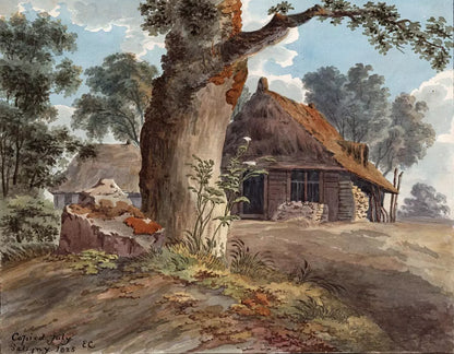 Elizabeth Campbell (1783-1861) Watercolour Painting - Cottage In Landscape 1825