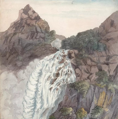 Elizabeth Campbell (1783-1861) Watercolour Painting - Pissevache Waterfall Valais Switzerland 1822