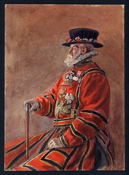 Alfred Crowdy Lovett (1862-1919) Watercolour Painting - Portrait Of A Yeomen Warder