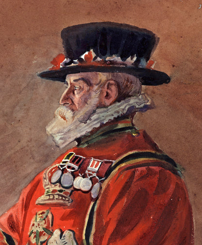 Alfred Crowdy Lovett (1862-1919) Watercolour Painting - Portrait Of A Yeomen Warder