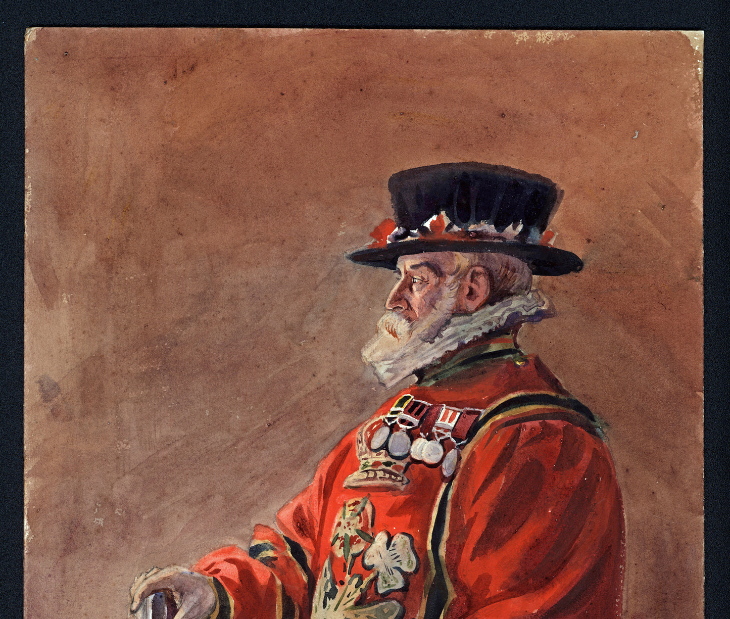 Alfred Crowdy Lovett (1862-1919) Watercolour Painting - Portrait Of A Yeomen Warder