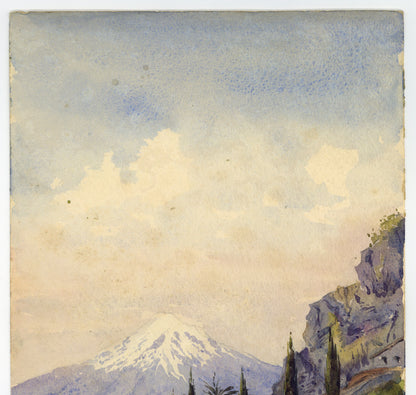 Arthur Herbert Hussey (1863-1923) Watercolour Painting Taormina Italy 1904