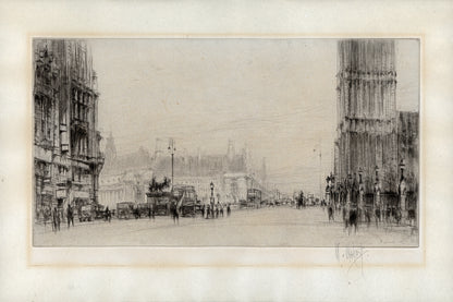 William Walcot (1874-1943) Signed Etching - Westminster Bridge, London