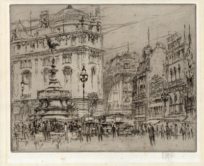 William Walcot (1874-1943) Signed Etching - Piccadilly Circus, London