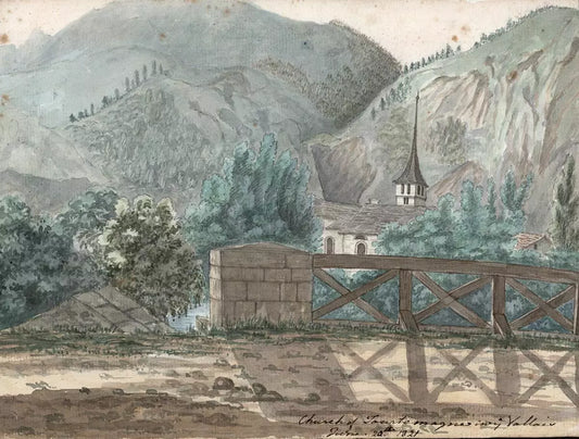 Elizabeth Campbell (1783-1861) Watercolour Painting - Tourtemagne Valais Switzerland 1821