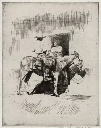 Mortimer Luddington Menpes (1855-1938) Signed Etching - Man On Donkey Mexico