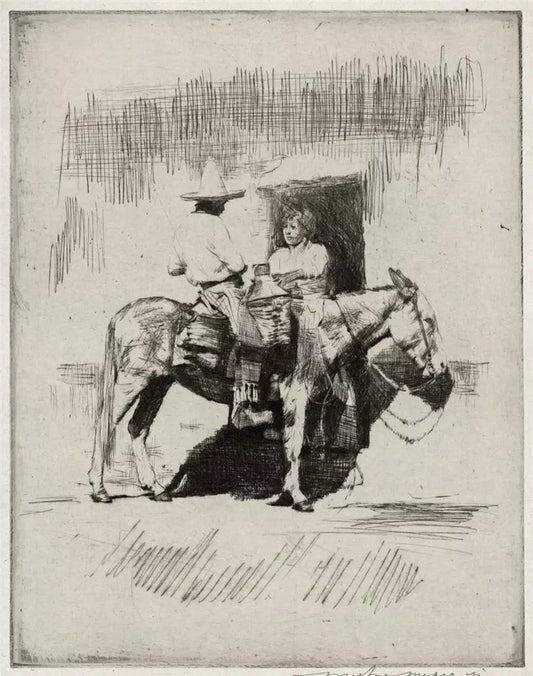 Mortimer Luddington Menpes (1855-1938) Signed Etching - Man On Donkey Mexico